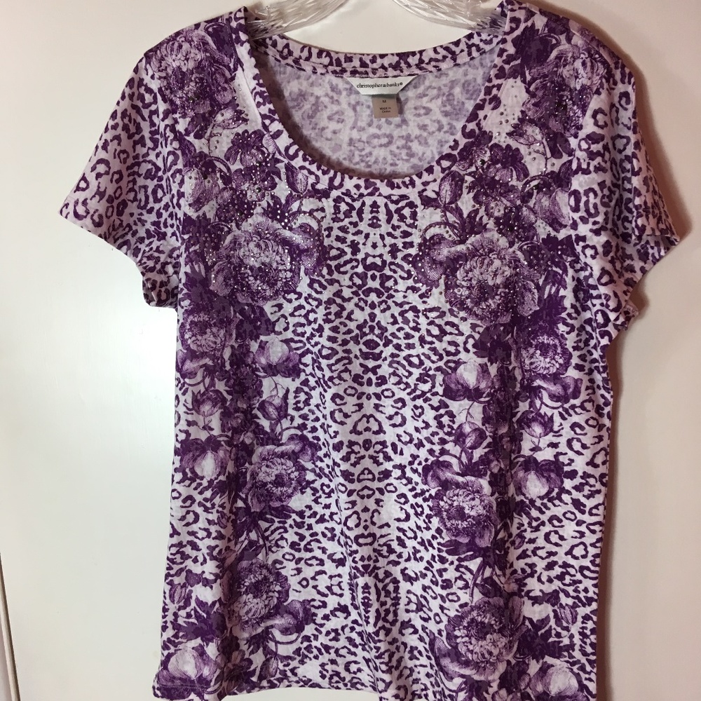 Christopher & Banks ladies purple floral blouse; M